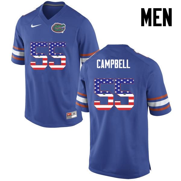 NCAA Florida Gators Kyree Campbell Men's #55 USA Flag Fashion Nike Blue Stitched Authentic College Football Jersey PQA3564YT